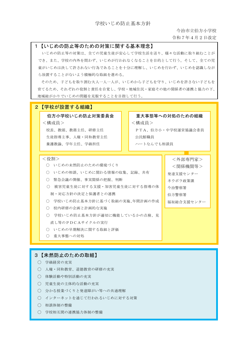 R7学校いじめ防止基本方針.pdfの1ページ目のサムネイル